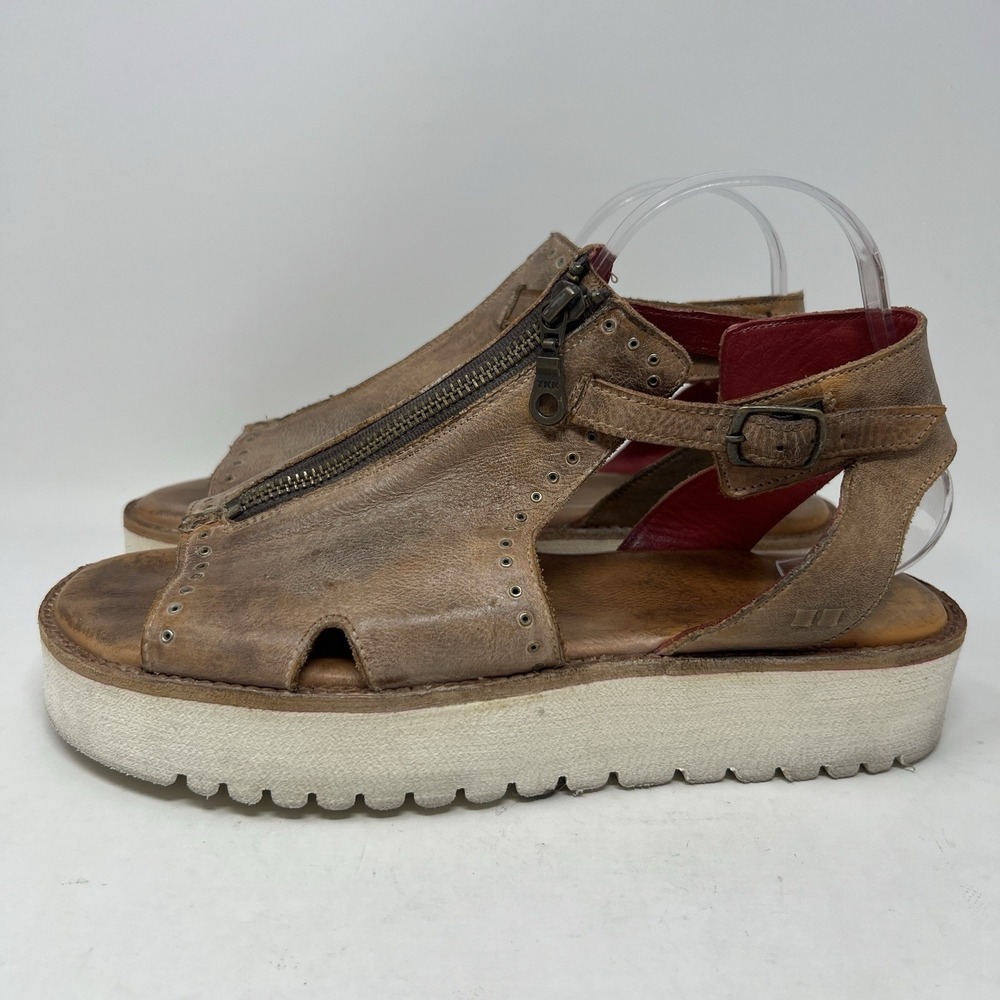 Bed Stu Clancy Buckle Platform Sandals Women's Size 10 Brown Leather Boho Rustic - Picture 4 of 11